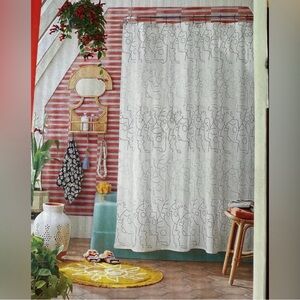 NWT Opalhouse Jungalow White Shower Curtain with Black Abstract Design